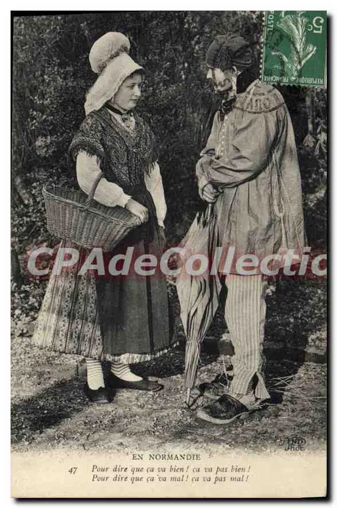Na Normandia — Dois personagens em traje tradicional — Editor J.P. n°47 - Frente