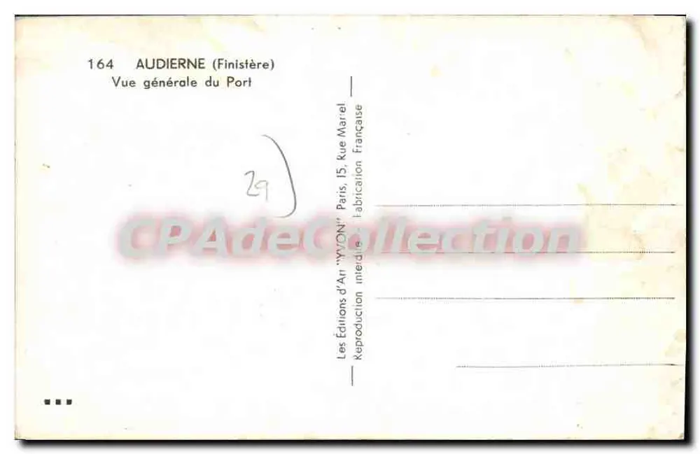 Audierne (Finistère) — Vista geral do Porto — Éditions d'Art 'VYON', Paris - Verso