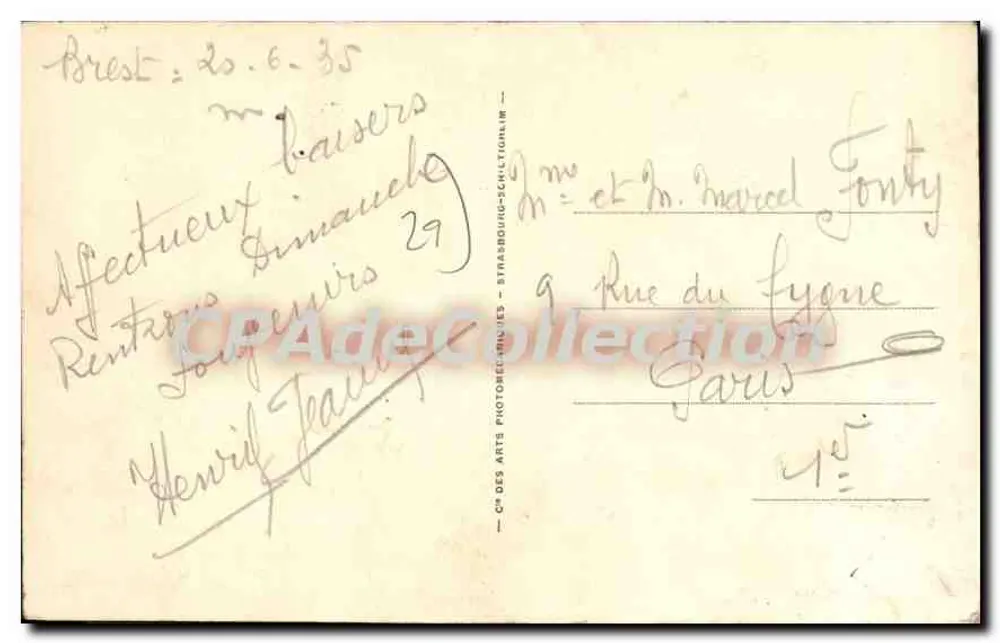 BREST — Kreuzer während der Bewaffnung unter der Krane des Arsenal — Verleger: Cie des Arts Photographiques - Rückseite