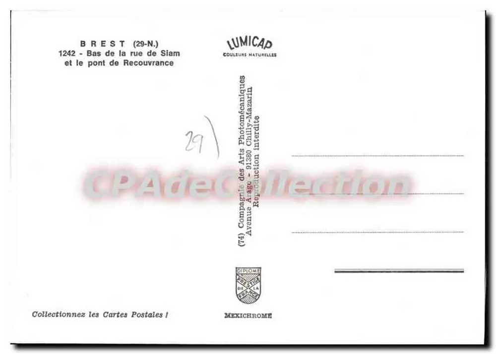 Brest (29-N.) — Unteres Ende der Rue de Siam und Brücke de Recouvrance — Lumicap - Rückseite