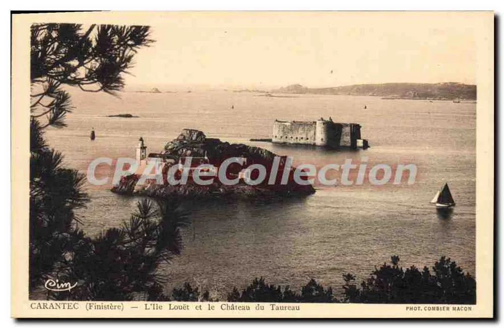 Carantec (Finistère) — L'Île Louët und Schloss Taureau — Foto. Combier Macon - Vorderseite