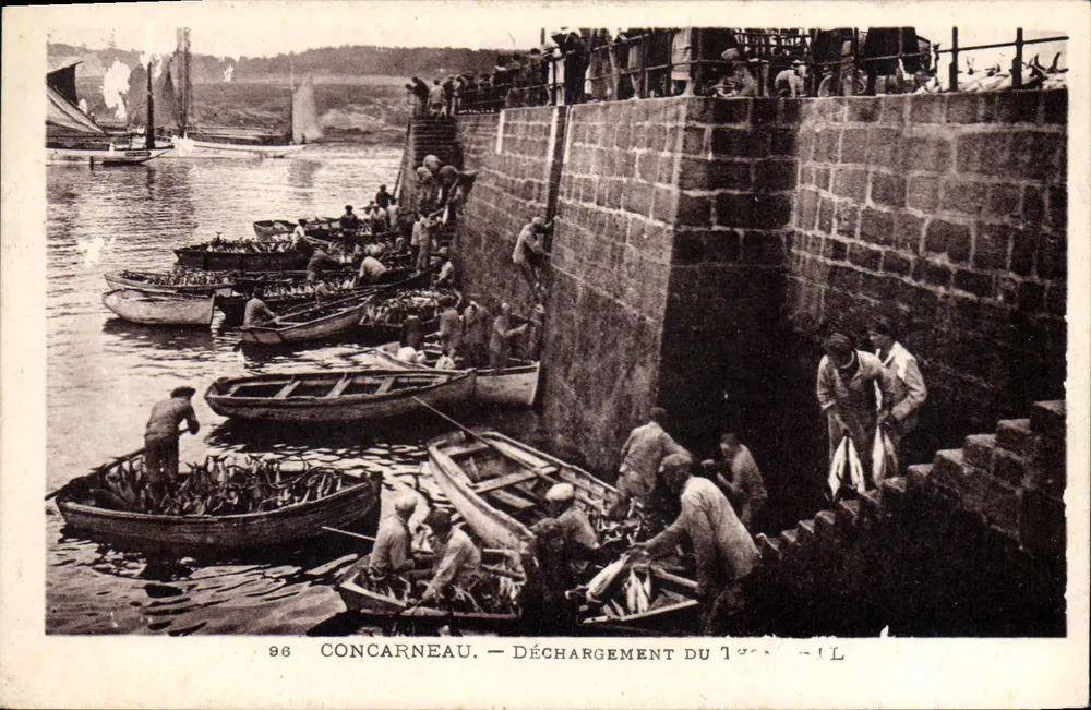 Concarneau — Desembarque do atum — Imp. Lévy et Neurimin, Paris - Frente