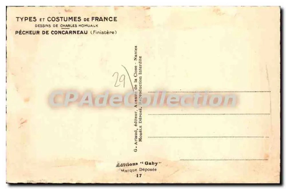 Pescatore di Concarneau — disegni di Charles Homualk — Éditions Gaby - Verso
