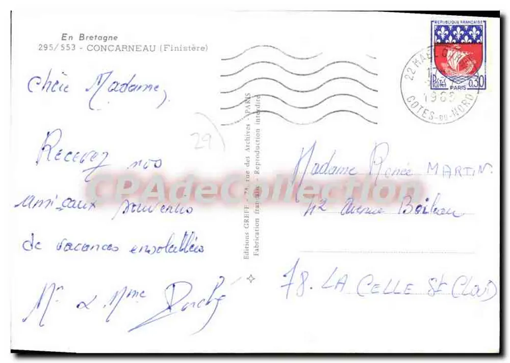 Concarneau — Lembrete de Concarneau — Éditions Griff — n° 295/553 - Verso