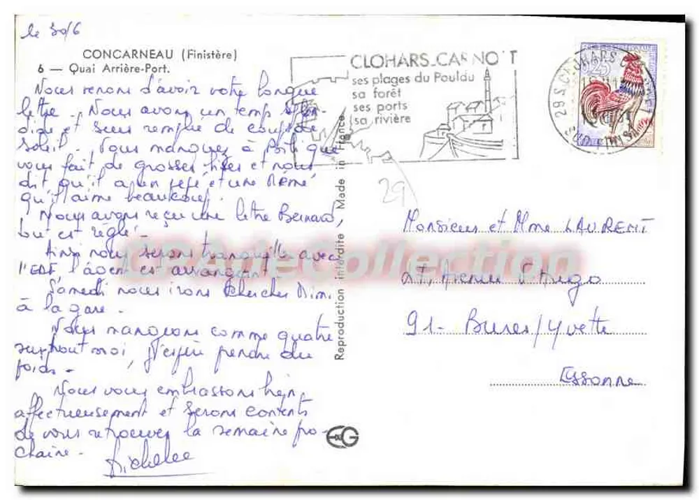 Concarneau (Finistère) — porto e igreja — editor CLOHARS-CAROT - Verso