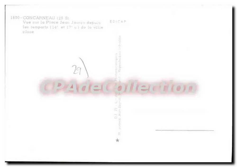 Concarneau (29) — Ansicht der Place Jean Jaures von den Mauern (14. und 17. Jahrhundert) — Édition C.A.P. - Rückseite