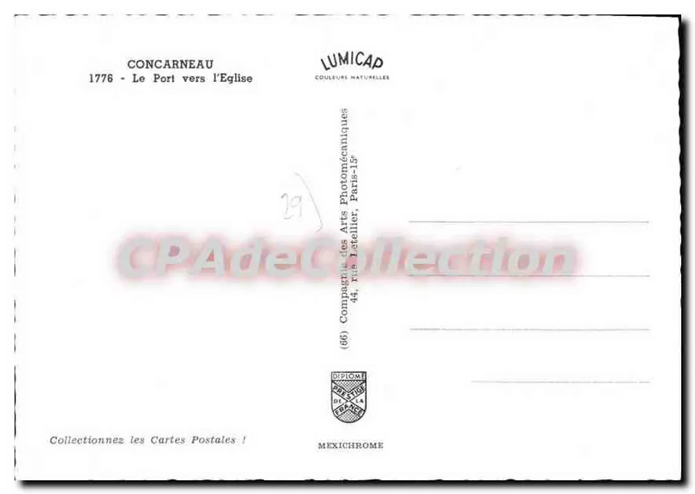 Concarneau — O Porto em direção à Igreja — Lumicap - Verso