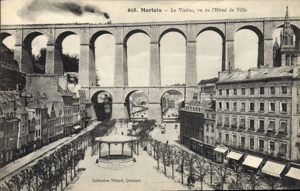 Morlaix — Ansicht des Viaducs vom Rathaus — Sammlung Villard, Quimper - Vorderseite