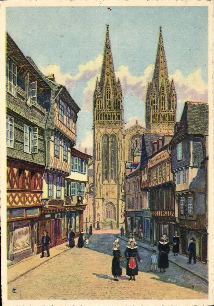 Quimper (Finistère) — Widok na katedrę — Wydawnictwo Gaby - Awers