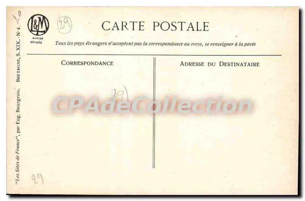 Côte de Penmarc'h — Küstenlandschaft — Verlag J.&M. Manque Dérosée, Serie S.XIX-N.4 - Rückseite