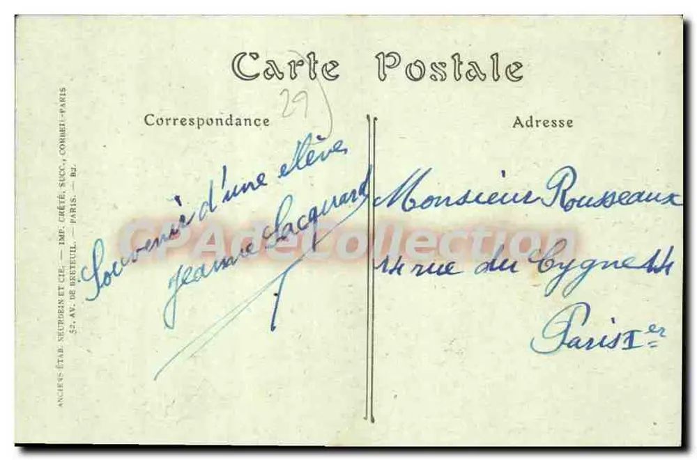 Le Conquet (Finistère) — Schloss Cosquiez — Verlag JND, Nr. 206 - Rückseite