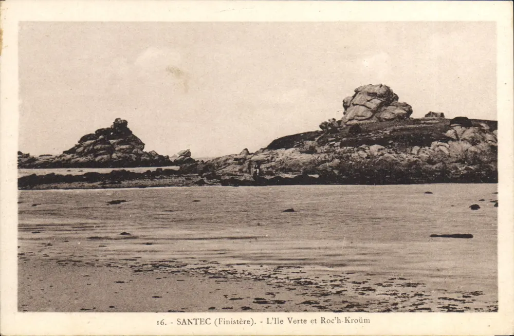 Santece (Finistère) — A Ilha Verde e Roc'h Kroüm — editor desconhecido, n° 16 - Frente