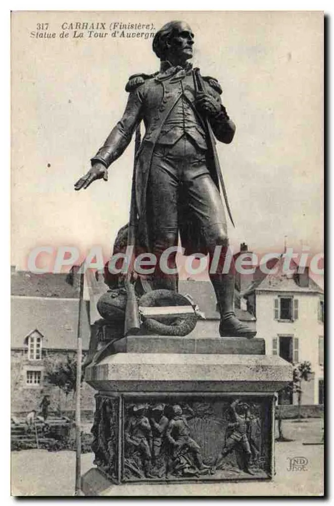 Carhaix (Finistère) — Statue von La Tour d'Auvergne — Antike Ansichtskarte - Vorderseite
