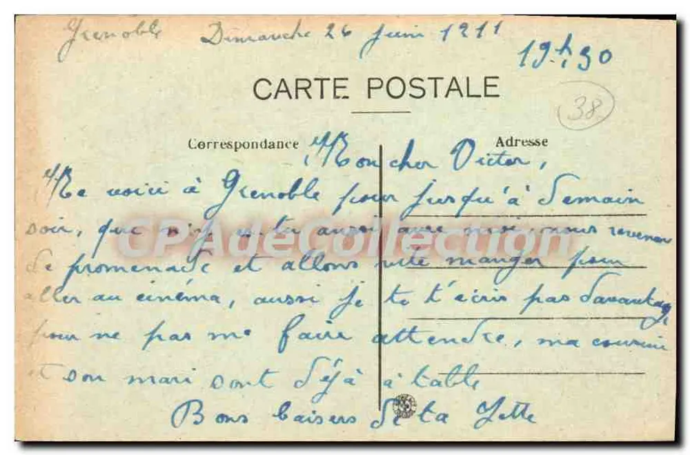 Grenoble — Rathaus (Ehemaliges Schloss Lesdiguières) — C. Baffert, Grenoble, Nr. 122 - Rückseite