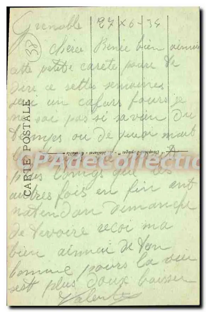 Grenoble — Os Quais e o Mont St-Eynard — Bilhete postal antigo de Coleção - Verso