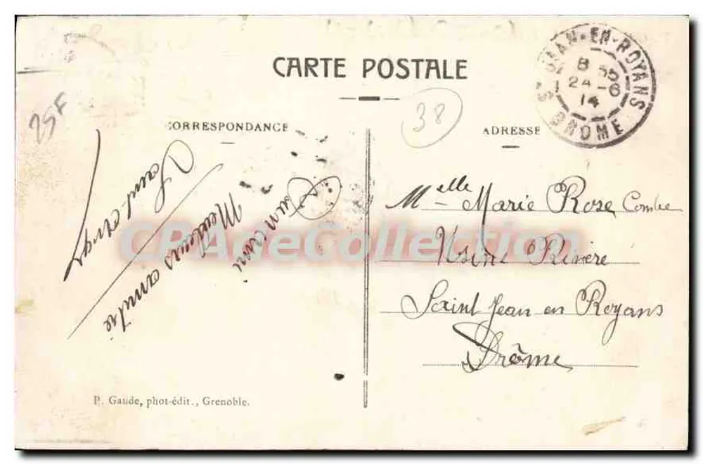 Grenoble - Der Pont de France und der Casque de Néron — P. Gaude, phot-édit., Grenoble, n°77 - Rückseite