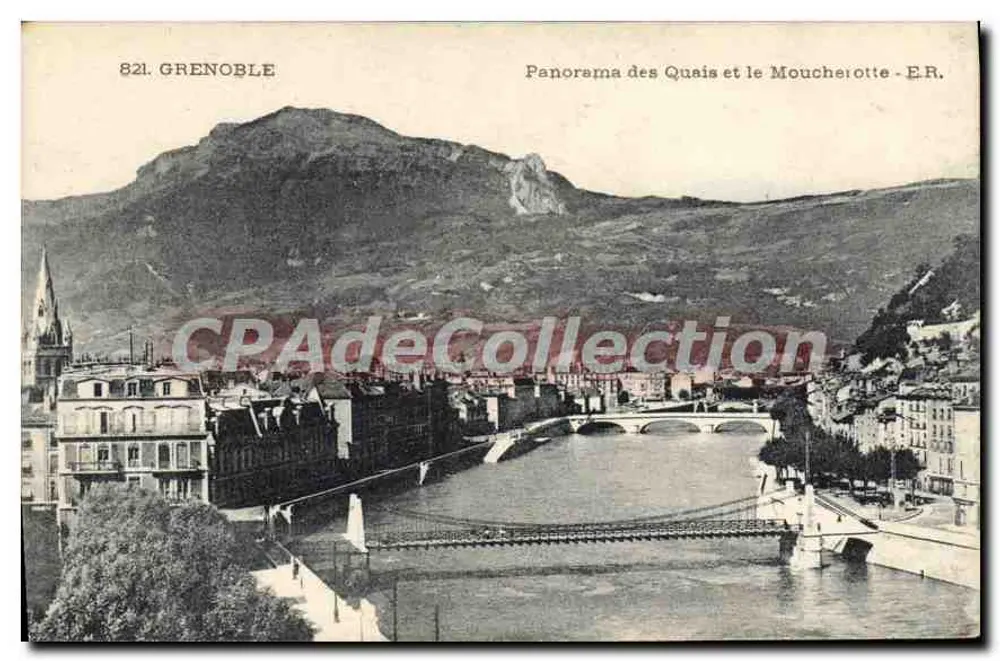 Grenoble — Panorama der Quais und des Moucherotte — ER. n°821 - Vorderseite