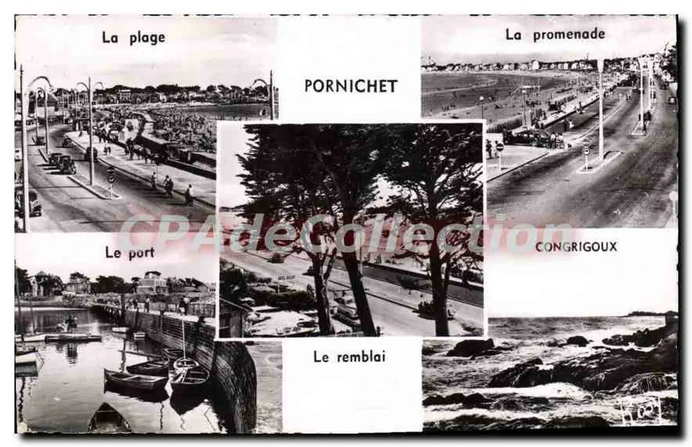 Pornichet — Vista da praia, do porto, da promenade e do dique — F. Chapeau, editor, Nantes - Frente