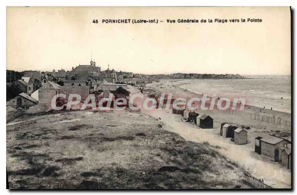 Pornichet (Loire-Inf.) — Vista Geral da Praia em Direção à Ponta — F. Chapeau, editor Nantes - Frente