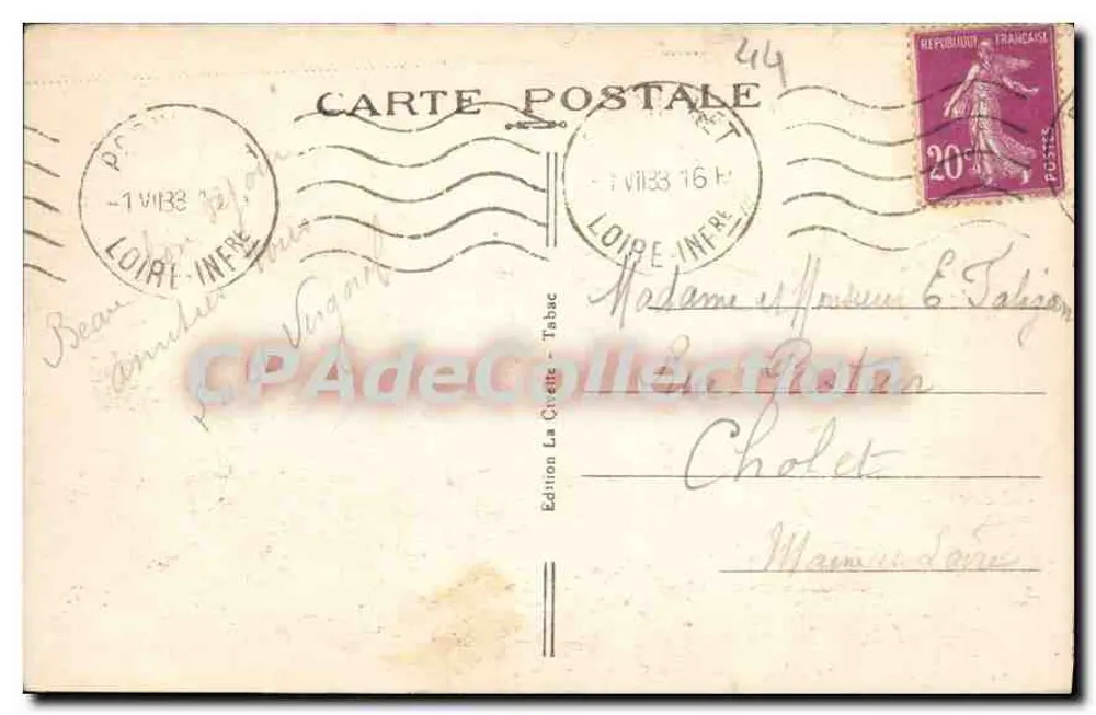 Pornichet-les-Pins (Loire Inf.) — Uma Praia de Bonne-Source — Edição La Crèche - Tâbac - Verso