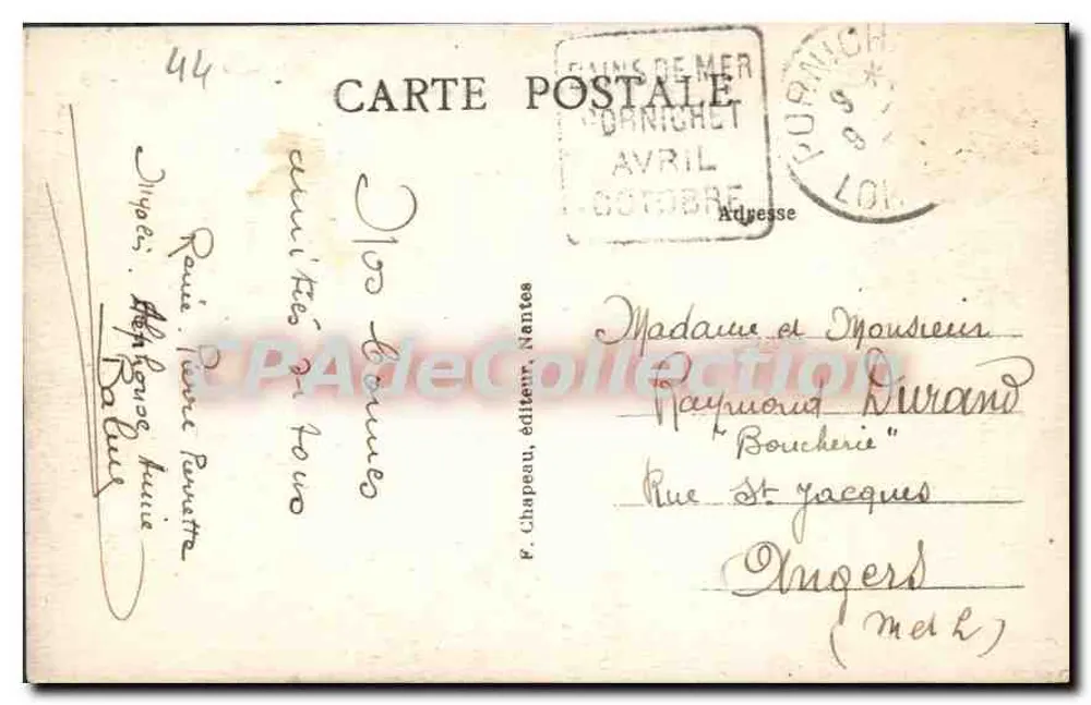 Pornichet (Loire-Inf.) — Allgemeiner Blick auf den Strand und die Bucht — F. Chapeau, Verlag, Nantes - Rückseite