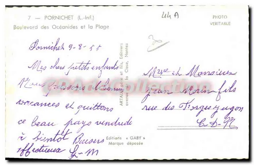 Gaby — Boulevard das Océanides e a Praia — Edições Gaby, Nantes - Verso