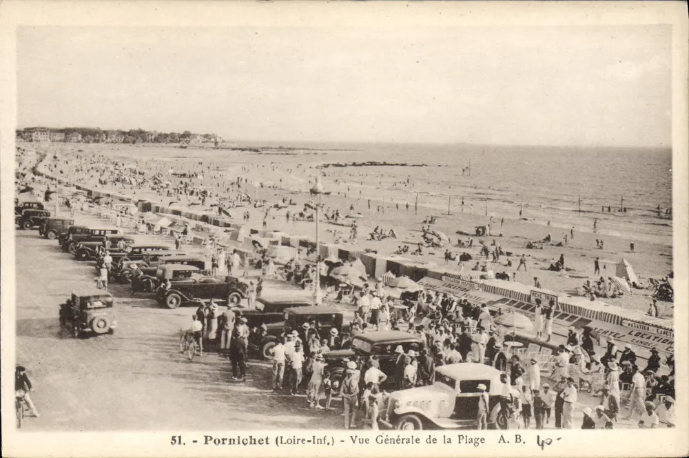 Pornichet (Loire-Inf.) — Vista Geral da Praia — A.B. n° 51 - Frente