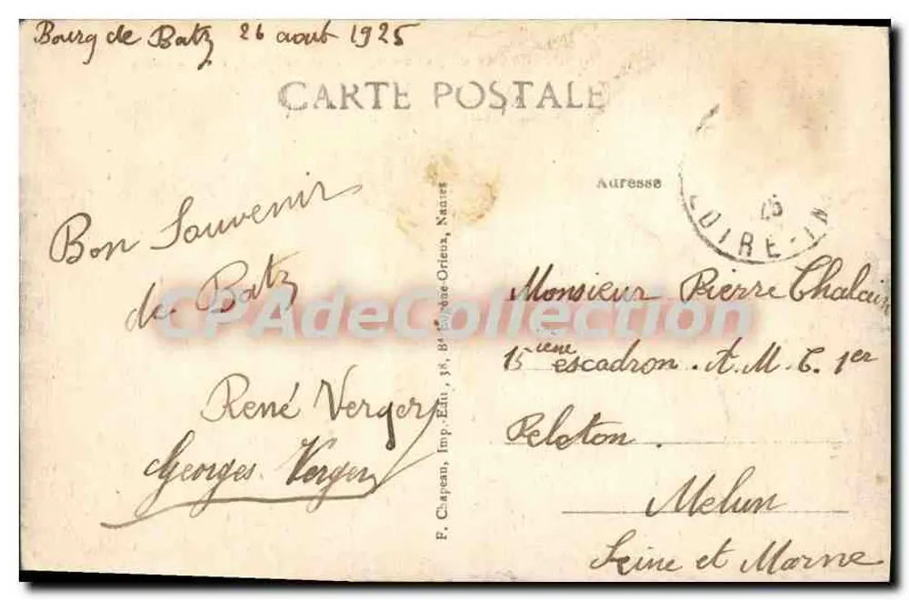 PORNICHET (Loire-Inf.) — Canto da Praia, perto da Baule — F. Clapeau, Imp. Orléans - Verso