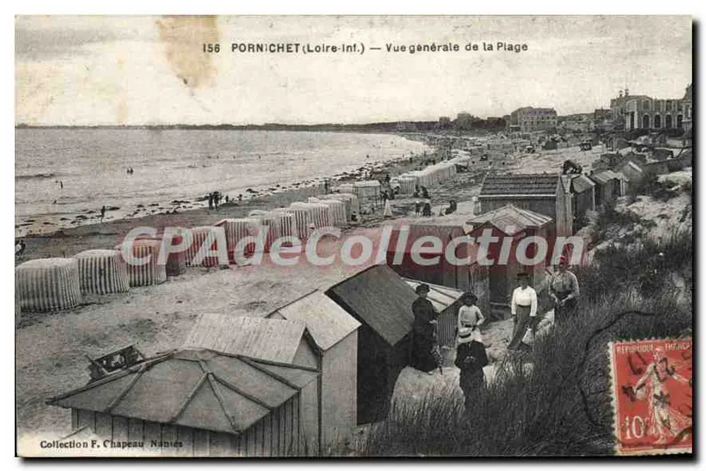 Pornichet (Loire-Inf.) — Vista geral da Praia — Coleção F. Chapeau Nantes - Frente