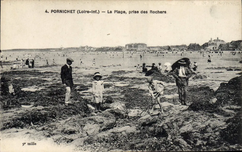 Pornichet (Loire-Inf.) — Die Strand, Blick auf die Felsen — 9. Meile - Vorderseite