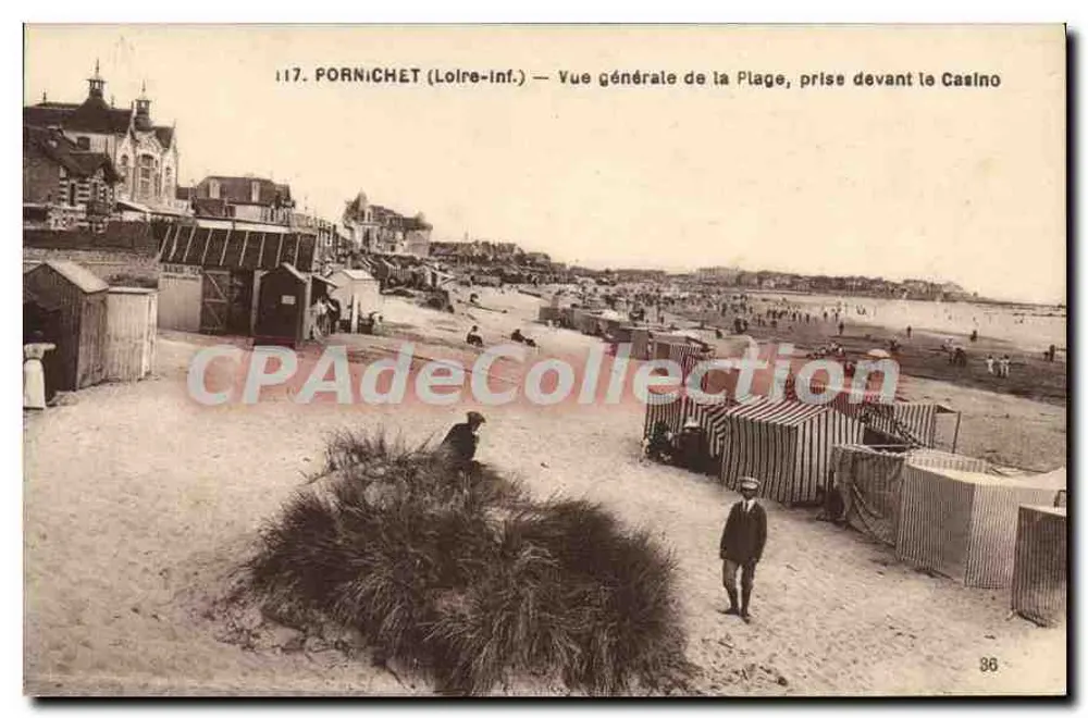 Pornichet (Loire-Inf.) — Vista geral da Praia, tirada diante do Casino — F. Chapeau, Nantes, n° 117 - Frente