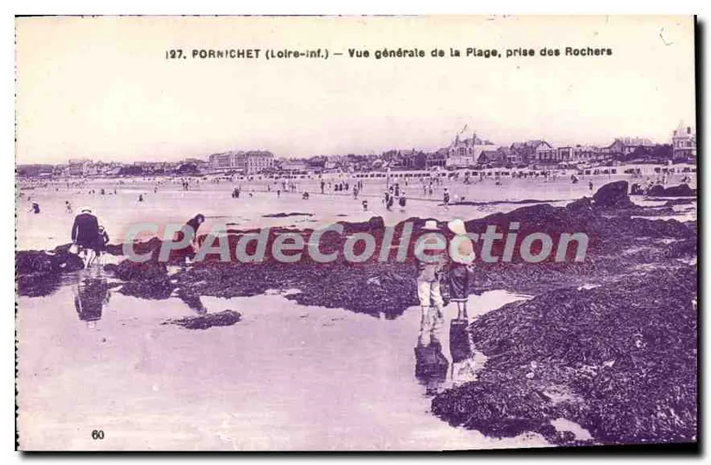 Pornichet (Loire-Inf.) — Gesamtansicht der Strand, aufgenommen von den Felsen — F. Chapeau, Verlag Nantes - Vorderseite