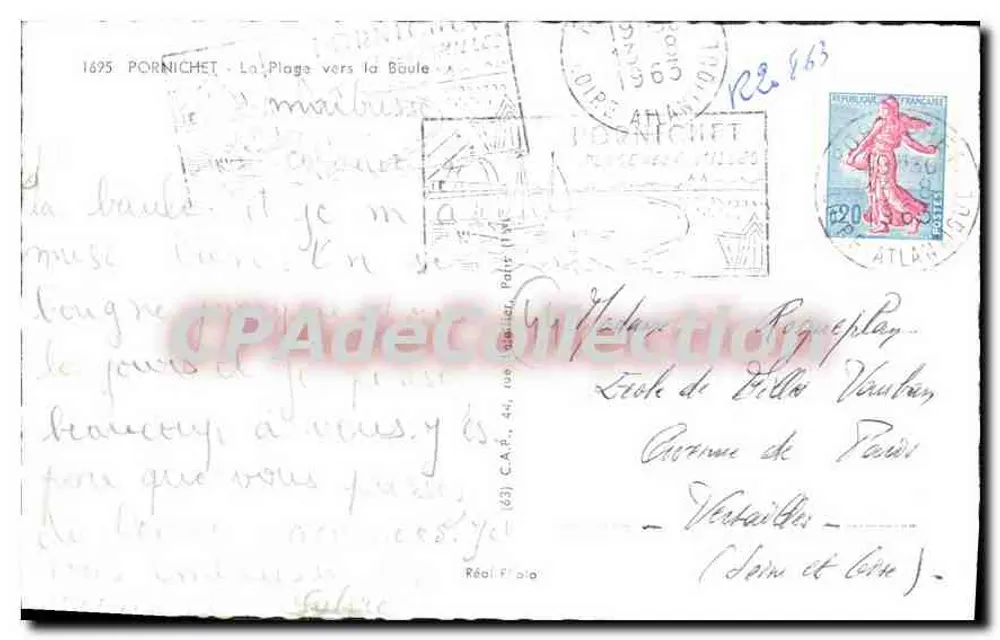 Pornichet - A Praia em direção à Boule — C.A.P. n° 63 - Verso