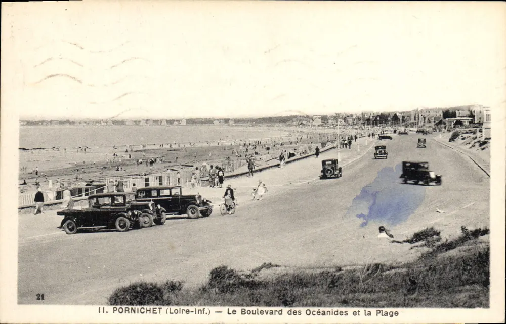 Pornichet (Loire-Inf.) — Der Boulevard des Océanides und der Strand - Vorderseite