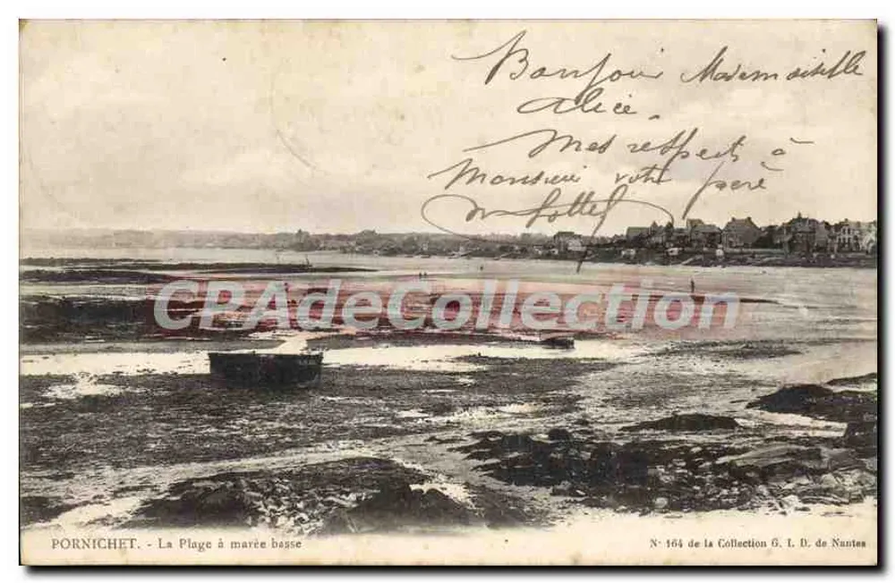 Pornichet - A Praia com maré baixa — Coleção G. T. D. de Nautes, n° 164 - Frente