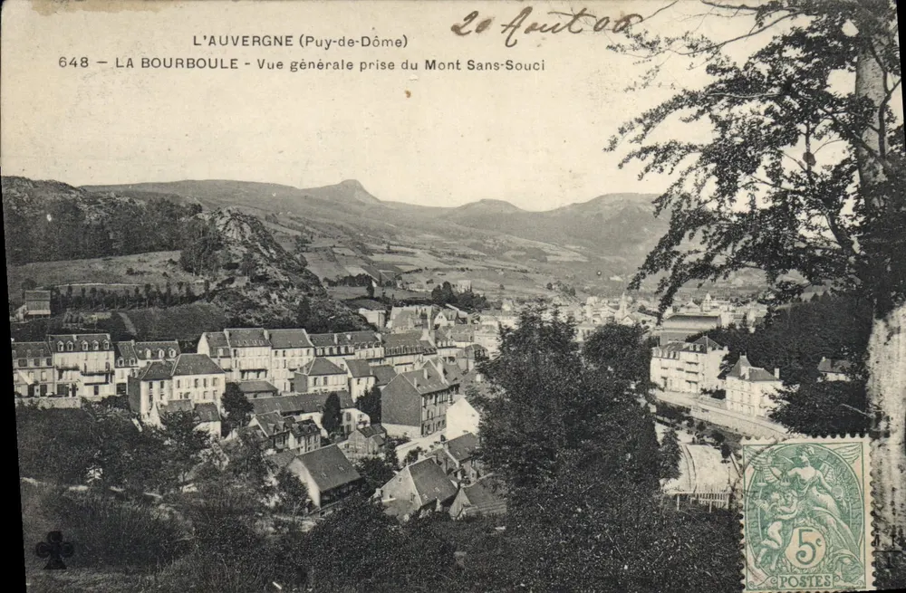 La Bourboule (Puy-de-Dôme) — Allgemeine Ansicht vom Mont Sans-Souci — anonymer Verlag, Nr. 648 - Vorderseite