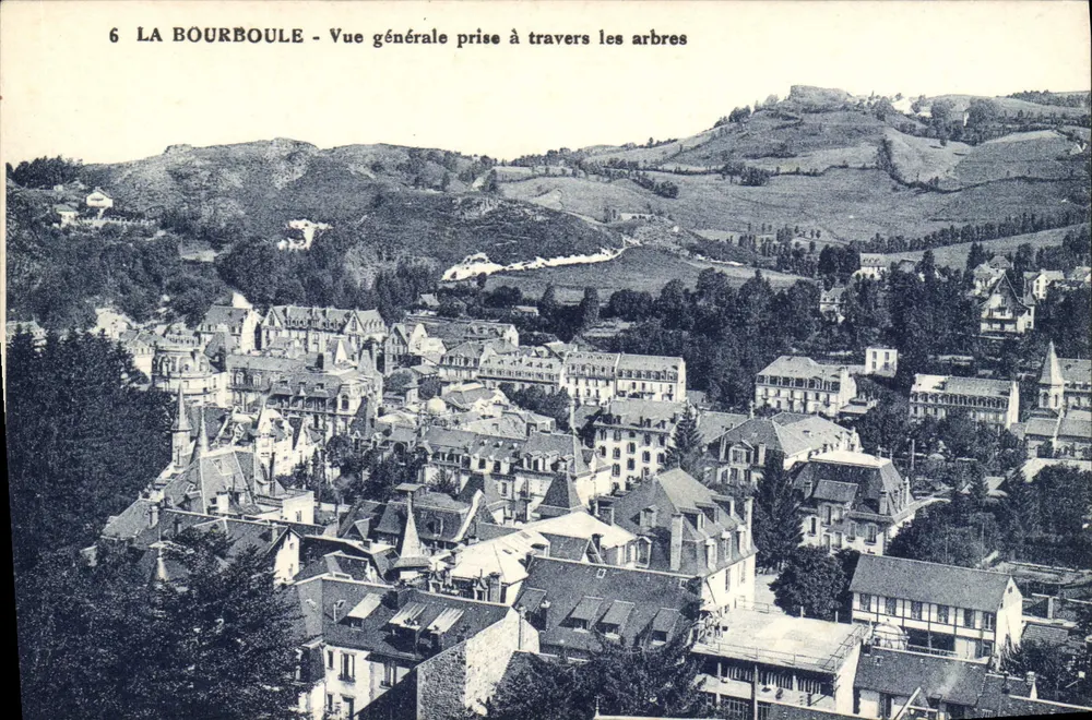 La Bourboule - Vista general tomada a través de los árboles — Edición Garel, Norreal-is-Galeries, La Bourboule - Anverso