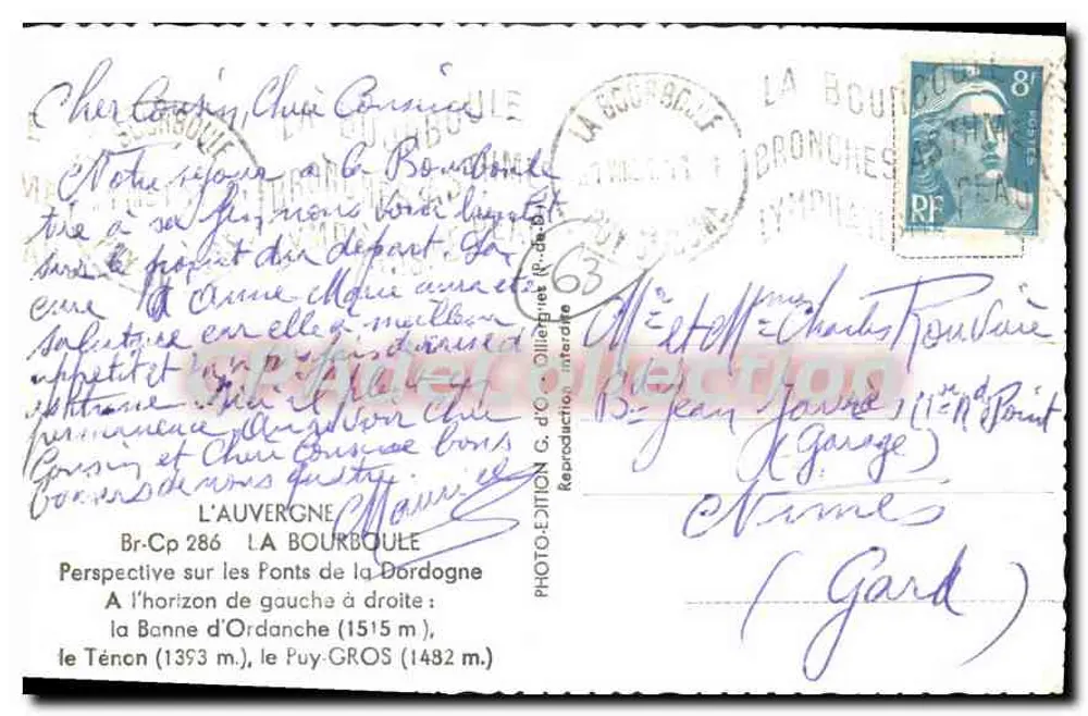 La Bourboule — Prospettiva sui ponti della Dordogne — Edizione G. d'O - Verso