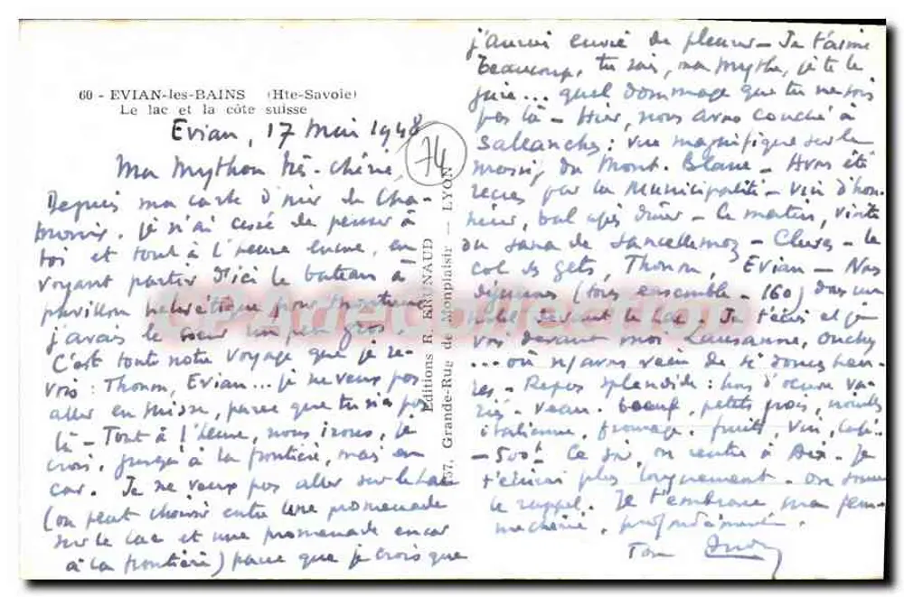 Évian-les-Bains — Blick auf den See und die Schweizer Küste — Éditions R. ENNAUD - Rückseite