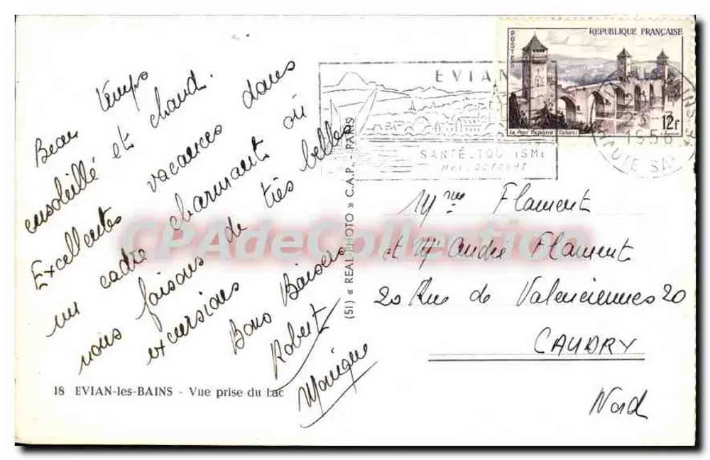 EVIAN-LES-BAINS — Vista tirada do lago — C.A.P. (n°16) - Verso