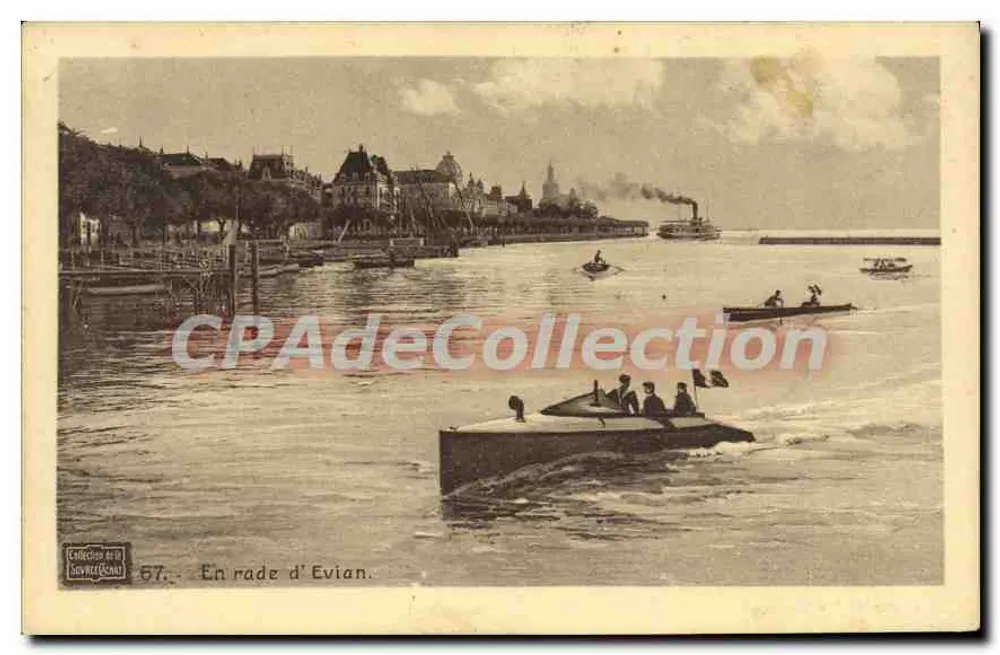 Na enseada de Évian — vista da costa e dos barcos — Coleção de Souvillers, n° 67 - Frente