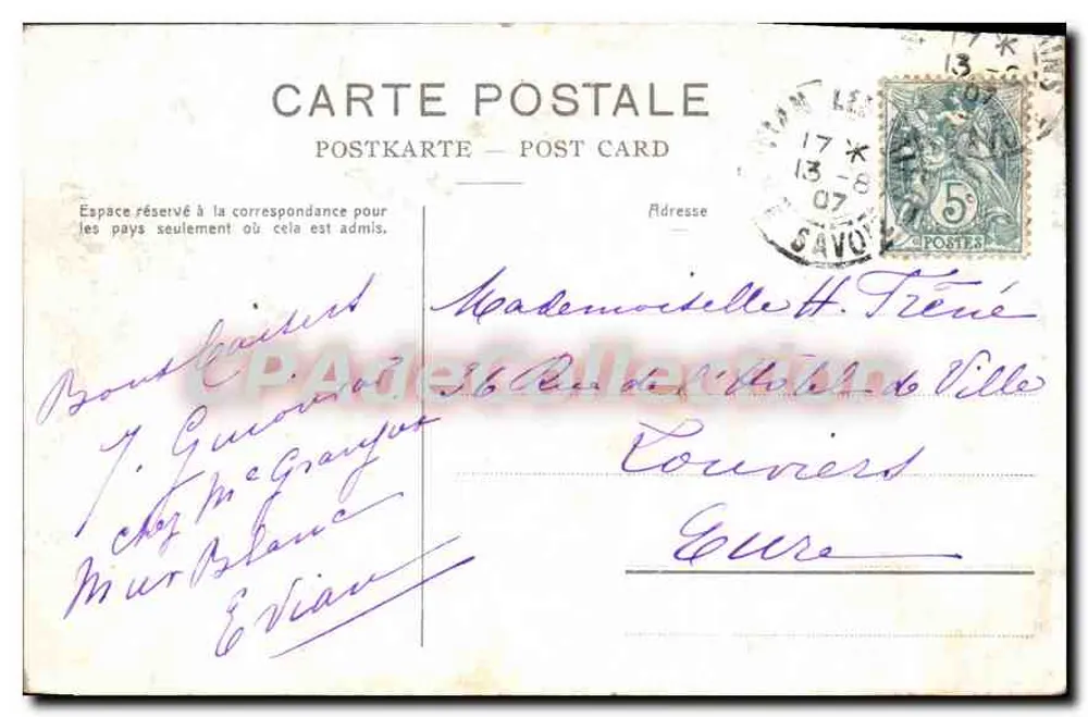 Evian-les-Bains e a Dent d'Ôche — Phototypie Co., Neuchâtel, n°599 - Verso