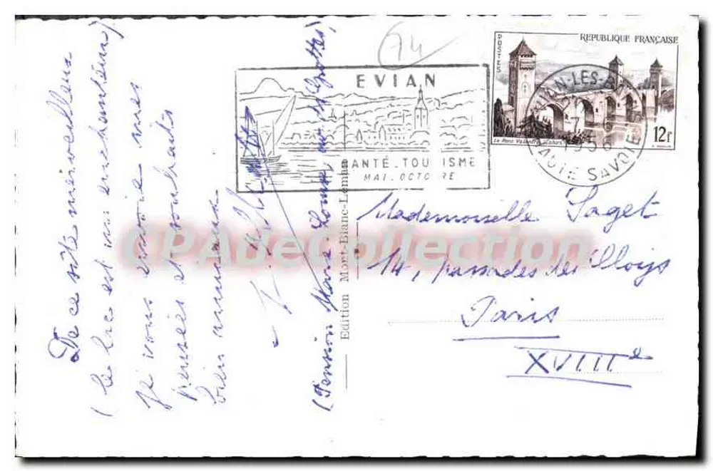 Evian-les-Bains e Dent d'Oche — Edição Blanche-Lambe, n°82 - Verso