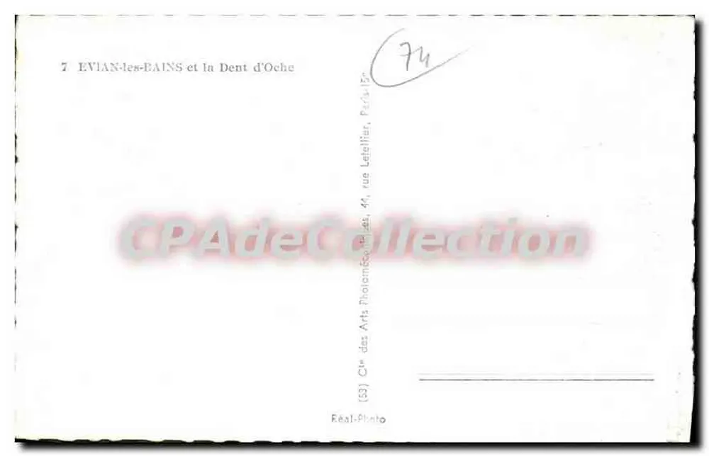 Évian-les-Bains e a Dente d'Oche — Cie des Arts Photographiques, Paris - Verso