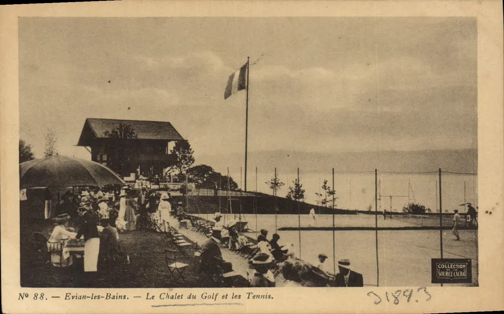 Evian-les-Bains — Das Chalet des Golfs und die Tennisplätze — Sammlung Source Cachat, n° 88 - Vorderseite