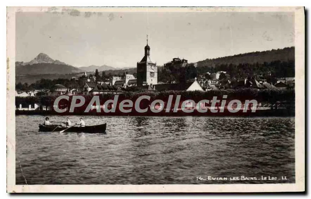 Evian-les-Bains — visão do lago com barco — CPAdéCollection n°14 - Frente