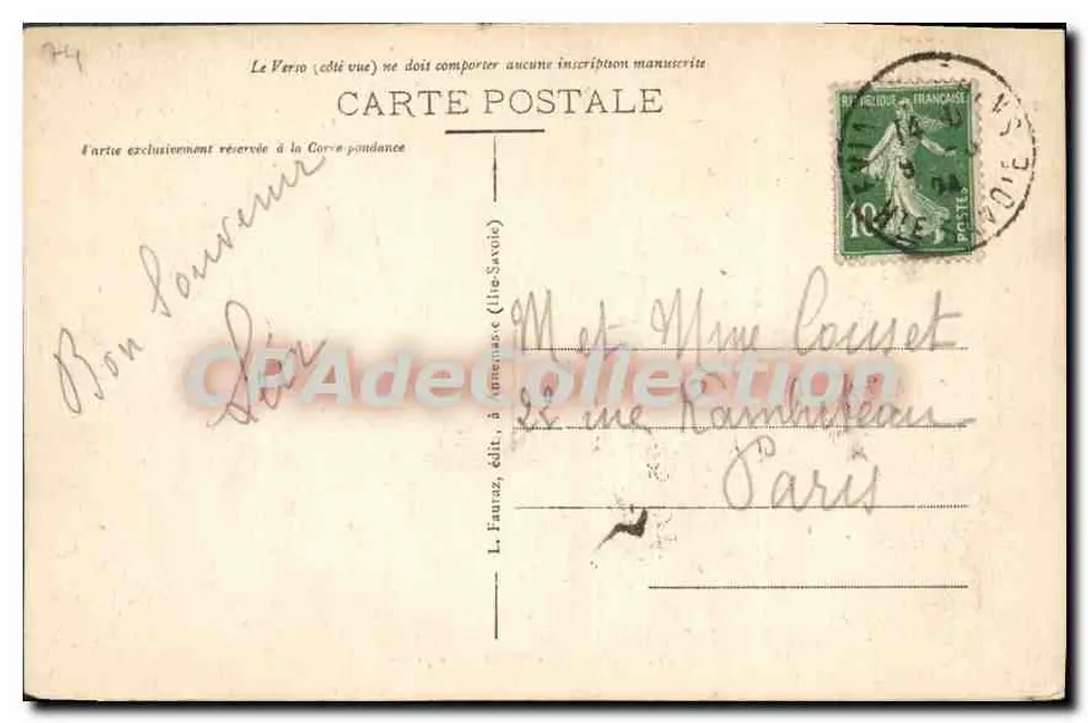 Navio a vapor — Evian-les-Bains (Alta Saboia) — n° 1603 - Verso