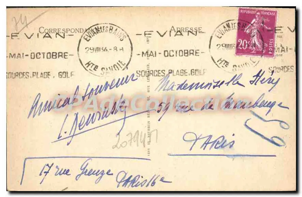 Evian-les-Bains — A Igreja — LL. — n° 178 - Verso