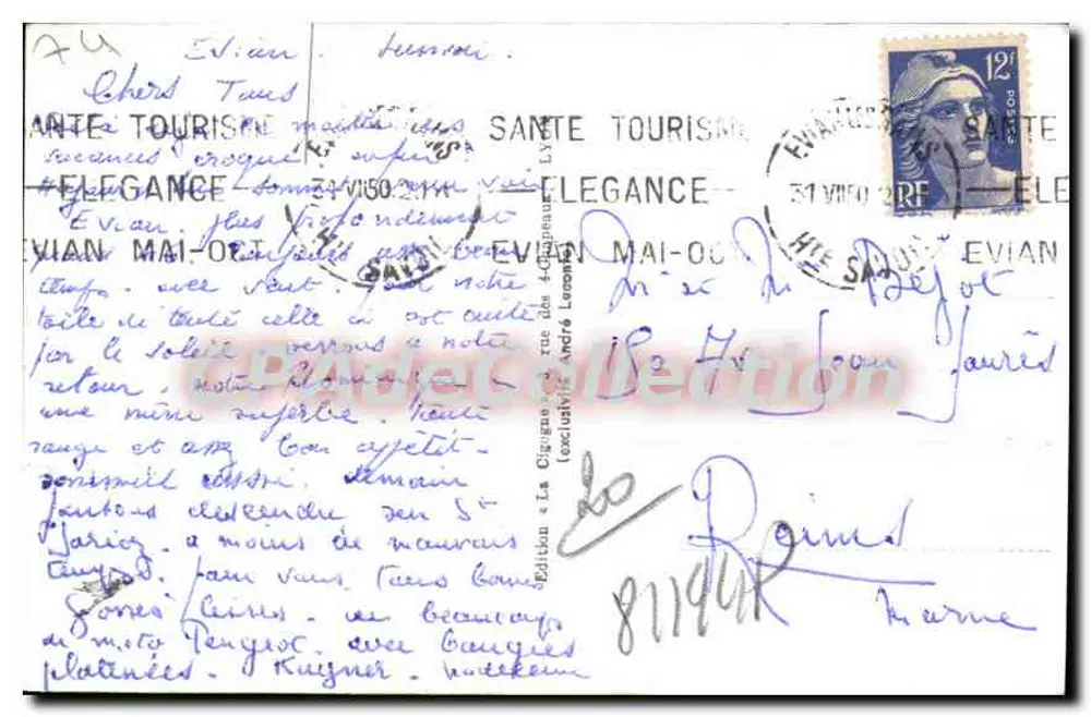 Évian-les-Bains — Die Dent d'Oche von der Mole aus gesehen — Edition André Laramée n°25384 - Rückseite