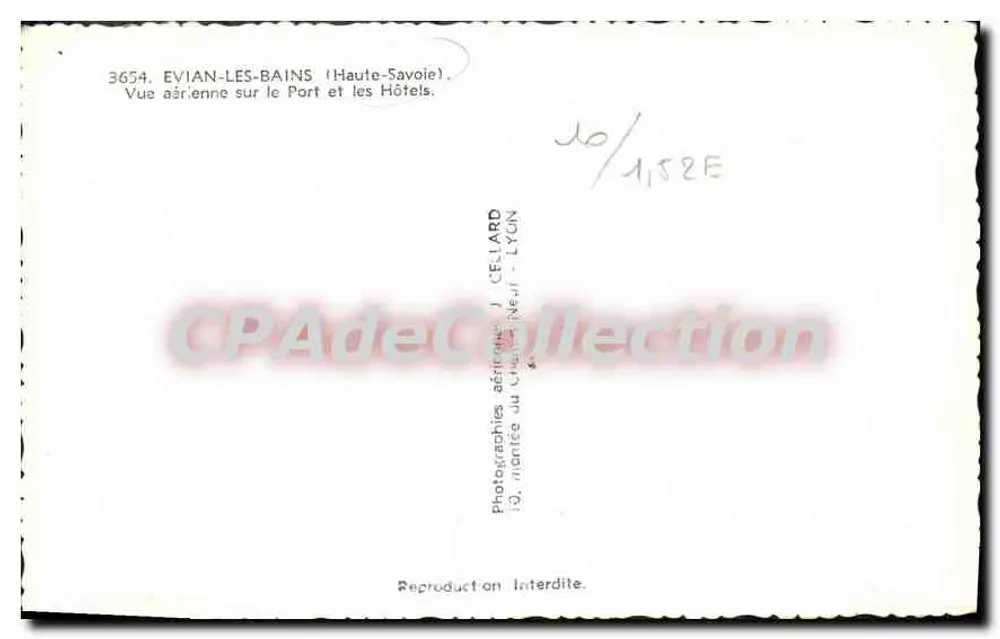 Évian-les-Bains — Luftbild des Hafens und Hotels — Luftaufnahmen J. Cellard, Lyon - Rückseite